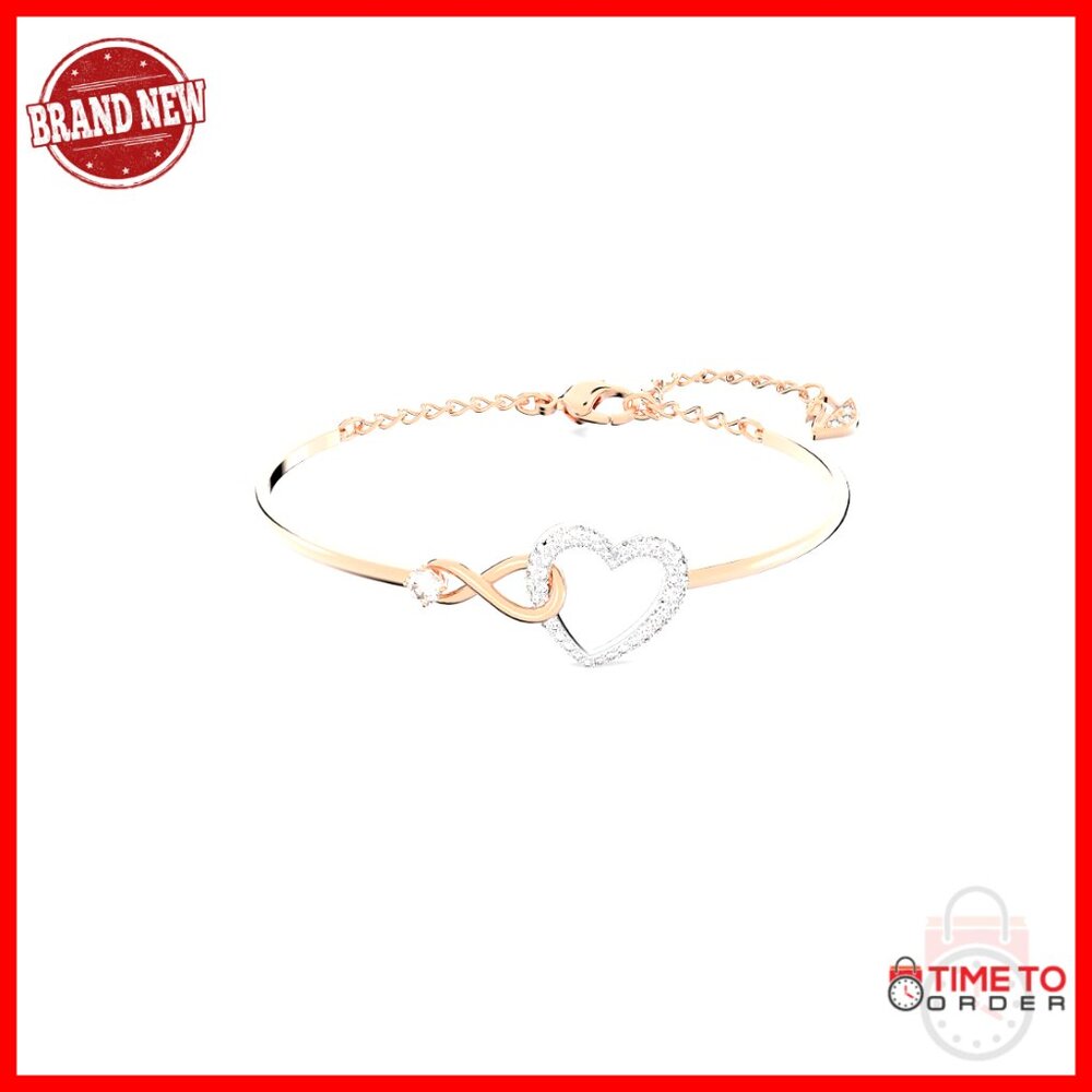 Infinity Heart Bangle Bracelet Crystal Pave Elegant Minimal Chic Jewelry